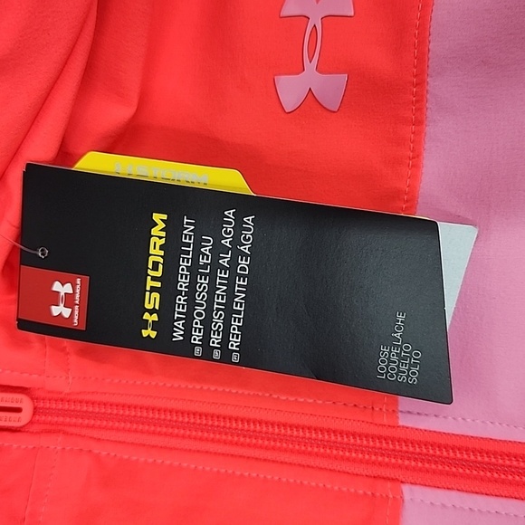 Under Armour Storm Woven Branded  Lipstick Hot  Pink Zip Jacket M - Picture 3 of 4
